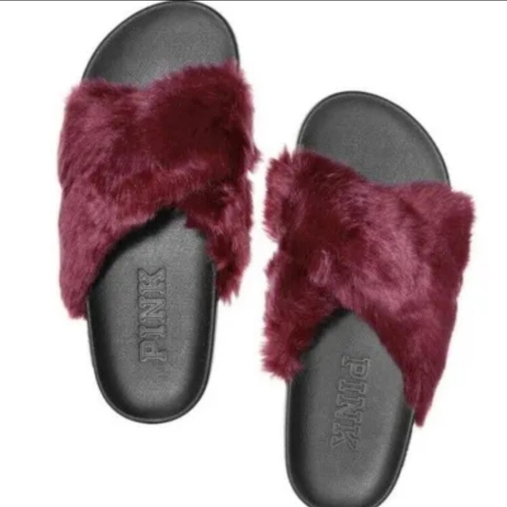 VS Pink Furry Slides